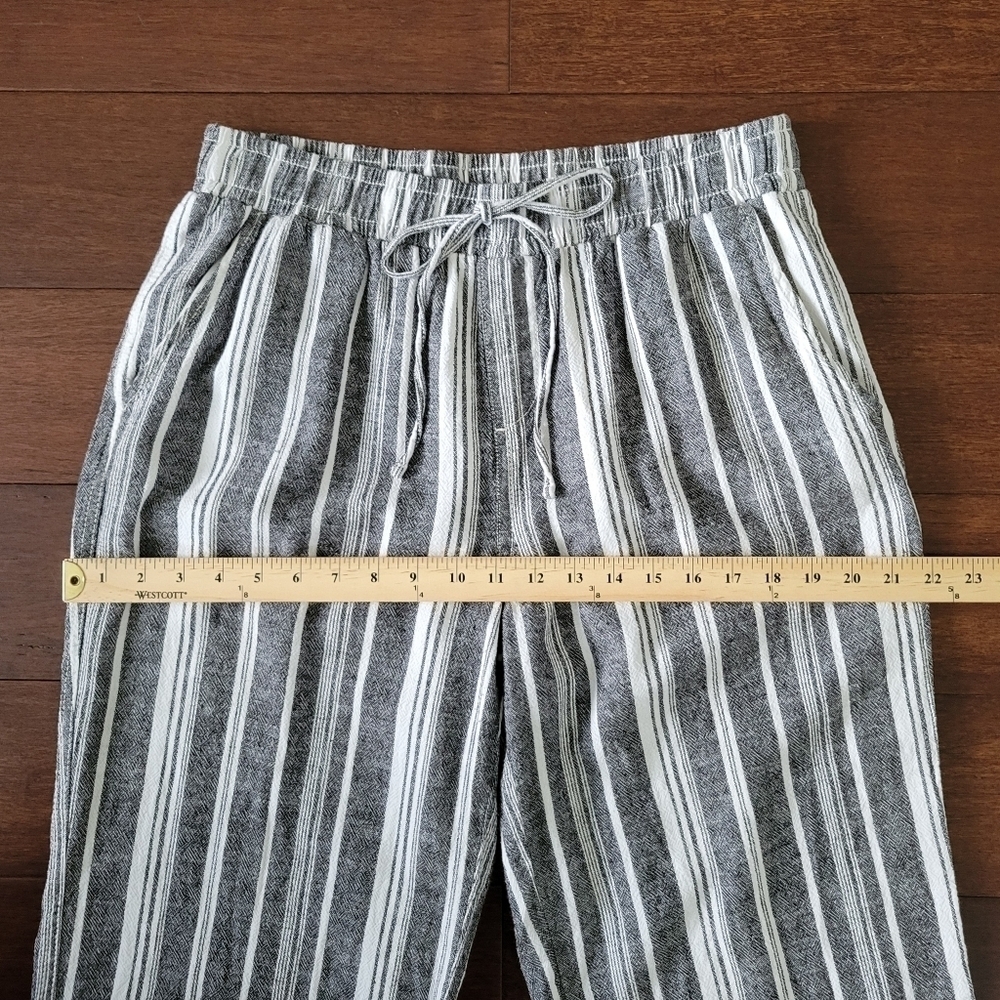 Briggs Women’s Linen Blend Wide Leg Pull-On Pants Grey/White Stripe Size L - Picture 6 of 9